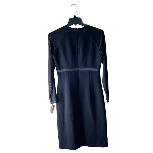 Talbots Cocktail Dress Size 4 Long Sleeve Raglan Midi Zip Closure Black Casual - Picture 2 of 11